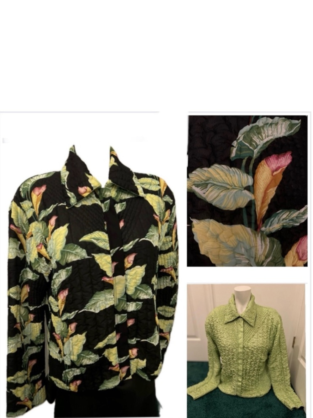 Y2K Reversible Quilted Jacket – Lime Green & Tropical Floral – Lightweight Poly